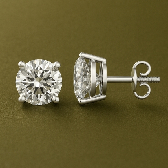 3 ct Lab Grown Diamond Stud Earrings G Color VS Clarity 14K White Gold - Picture 1 of 6